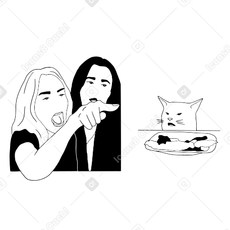 Женщина кричит на кошку в PNG, SVG