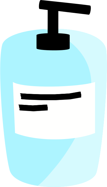 Badeseife in einer blauen flasche PNG, SVG