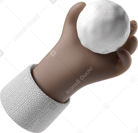 3D Black skin hand holding a snowball PNG, SVG
