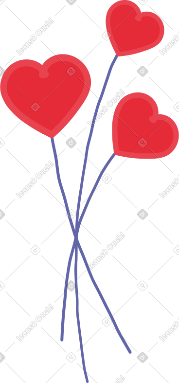 Three heart balloons PNG, SVG