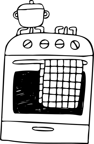 Плита и духовка с кипящей кастрюлей в PNG, SVG