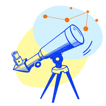 Observing the stars through a telescope PNG, SVG