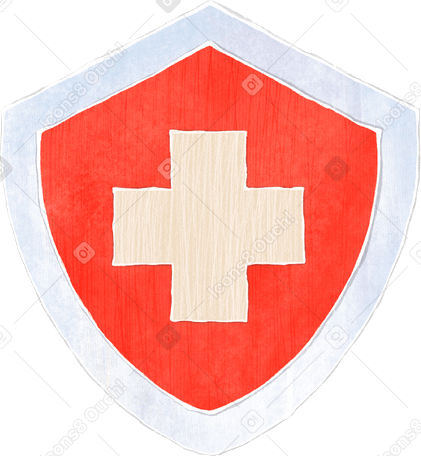 red shield with white cross Illustration in PNG, SVG