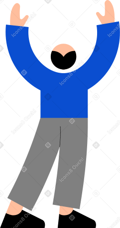 young man standing with raised hands PNG, SVG