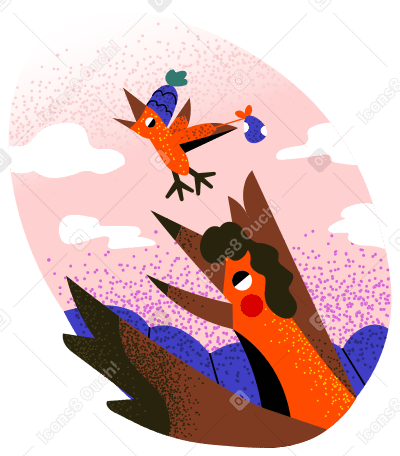 Bird sends the chick on a journey PNG, SVG