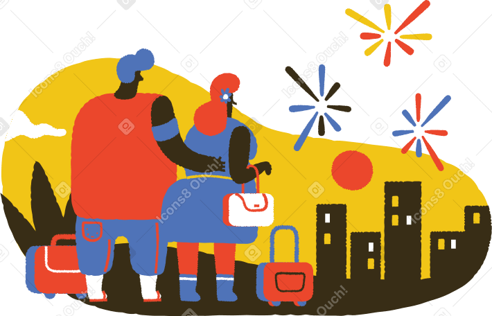 Couple of people standing next to each other and watching fireworks PNG, SVG