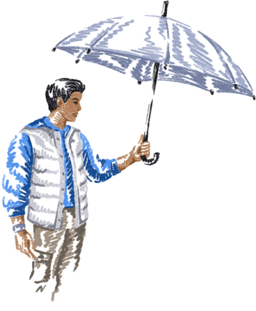 Man holding an umbrella в PNG, SVG