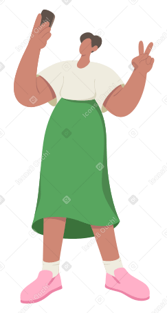 Young woman showing v sign taking selfies PNG, SVG