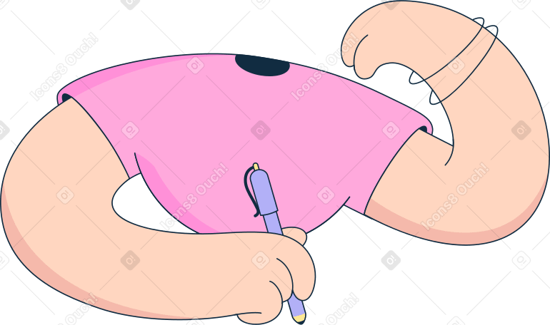 穿着粉红色 t 恤的身体拿着笔 PNG, SVG