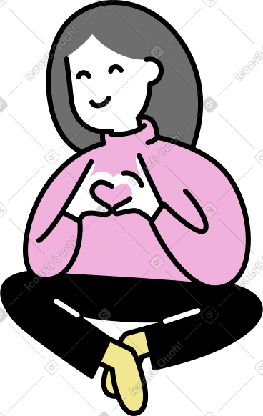 年轻女子做心形手势 PNG, SVG