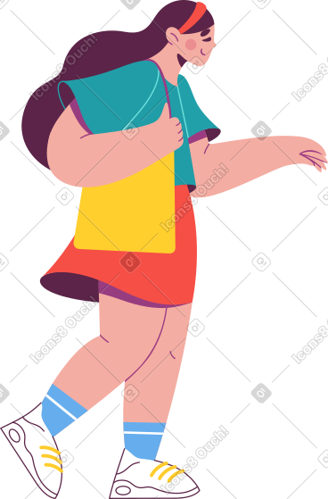 Woman with bag is standing PNG, SVG