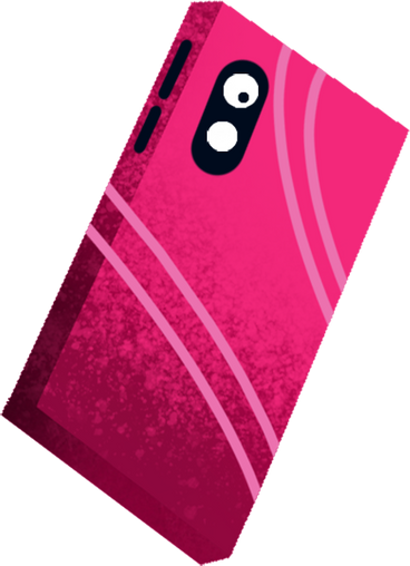 mobile phone in a pink case PNG, SVG