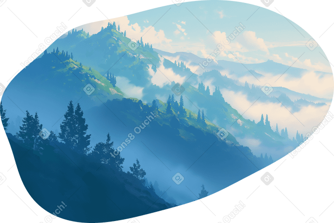 Фон туманных гор в PNG, SVG