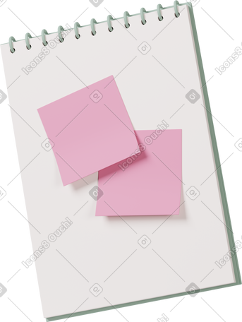 3D notebook with sticky notes PNG, SVG