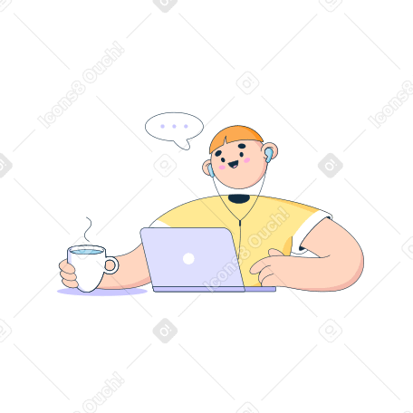 Man is working on a laptop Illustration in PNG, SVG