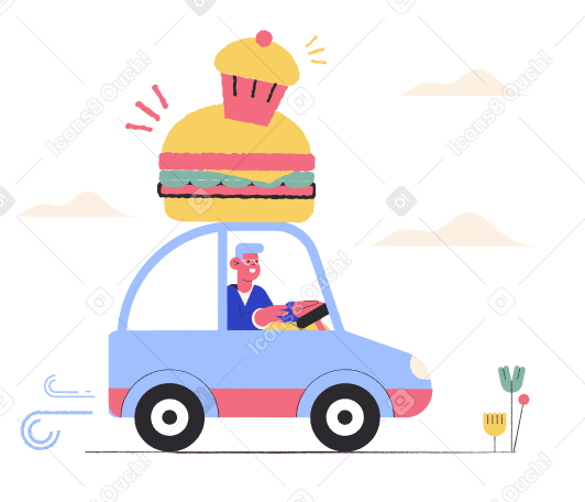 Food delivery Illustration in PNG, SVG