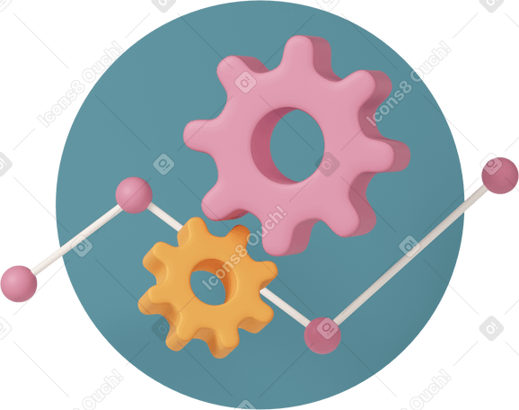 3D gears with statistics PNG, SVG