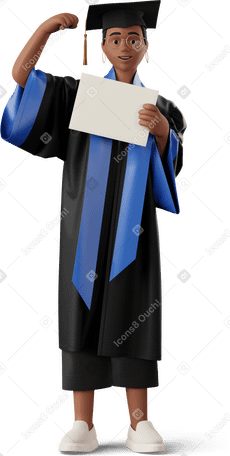 3D graduated student holding diploma PNG, SVG