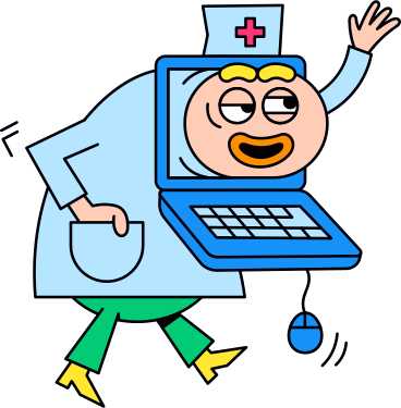 Médico en una computadora portátil con un mouse en un cable PNG, SVG