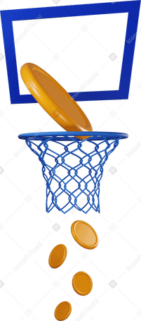 3D Money falling through basketball hoop PNG, SVG