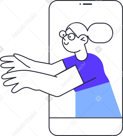 woman gets out of the phone в PNG, SVG