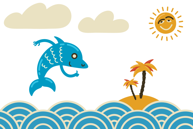 Happy dolphin jumping high Clipart illustration in PNG, SVG