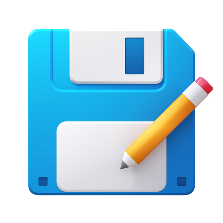 floppy disk and pencil Illustration in PNG, SVG