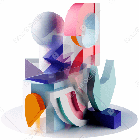 3D abstract geometrical composition made of glass PNG, SVG
