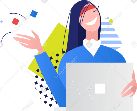 woman with laptop PNG、SVG
