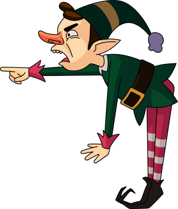 angry elf pointing forward PNG, SVG