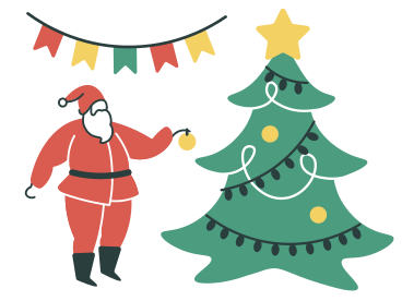 クリスマスツリーを飾るサンタクロース PNG、SVG