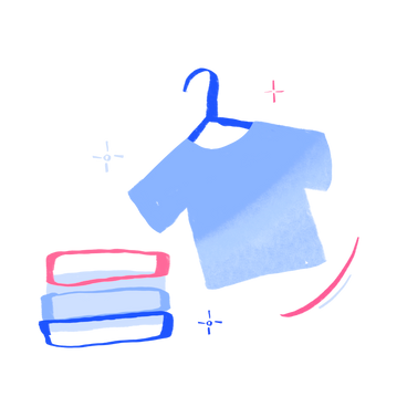 T-shirt and stack of clothes PNG, SVG