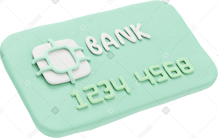 3D Green bank card floating in the air PNG, SVG