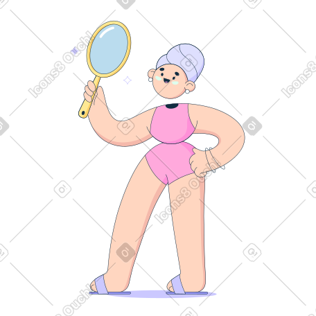 穿家居服的女人照镜子 PNG, SVG