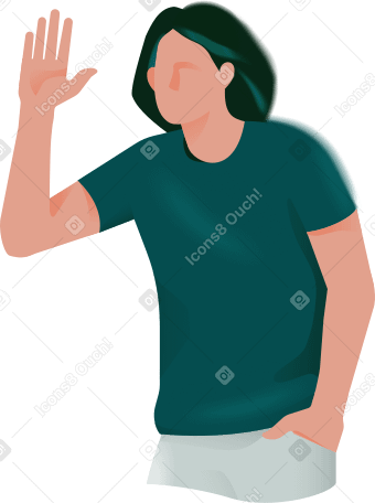 мужчина здоровается махнув рукой в PNG, SVG