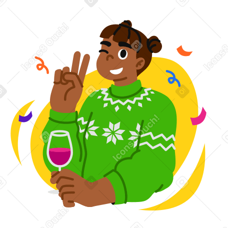 Happy woman with glass of wine PNG, SVG