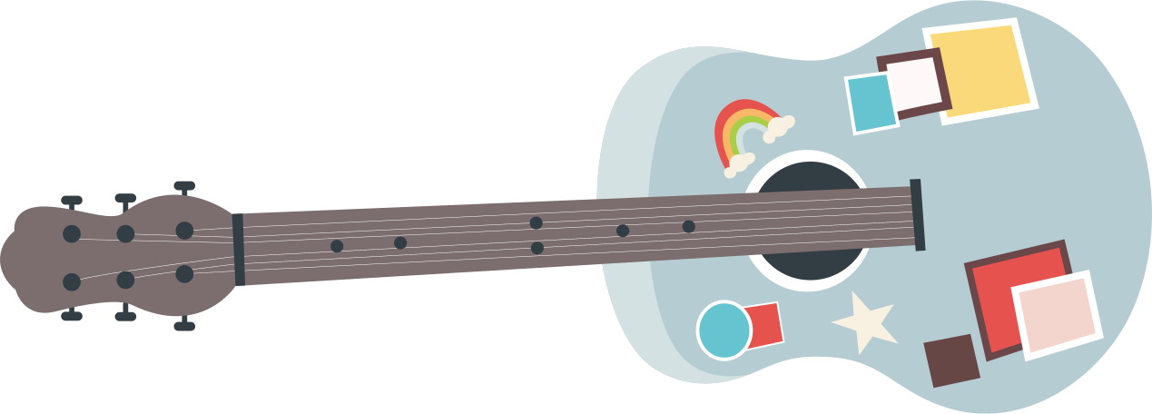 gray string guitar in stickers Illustration in PNG, SVG