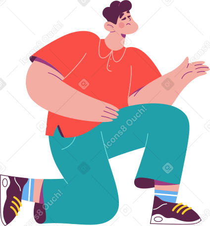 man knelt down on one knee Illustration in PNG, SVG
