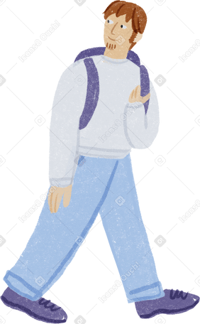 man walking with a backpack looking back PNG, SVG