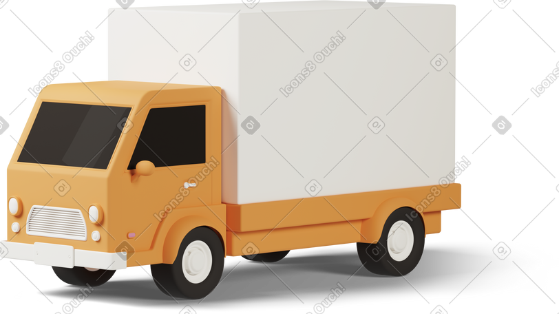 3D delivery truck yellow PNG, SVG