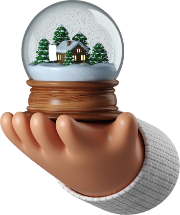 Tanned skin hand holding a snow globe PNG, SVG