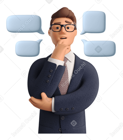 3D Businessman participating in a work conversation PNG, SVG