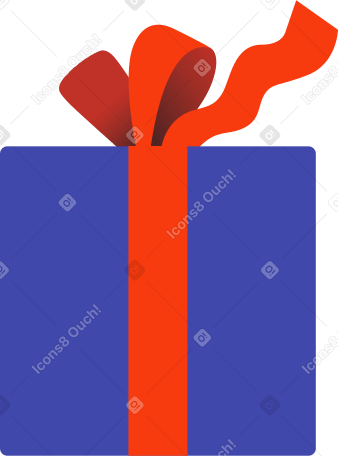 Синий подарок с красным бантом в PNG, SVG