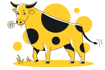 Bull with flower animated illustration in GIF, Lottie (JSON), AE