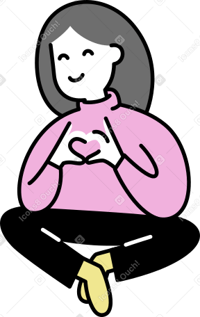 jeune femme faisant un geste de coeur PNG, SVG