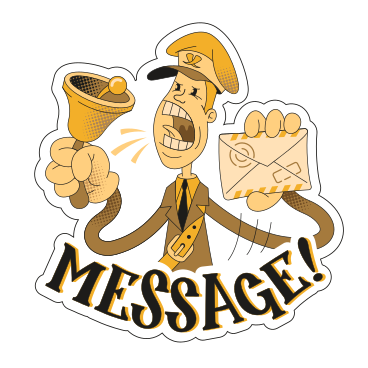 Sticker Message with postman ringing a bell PNG, SVG