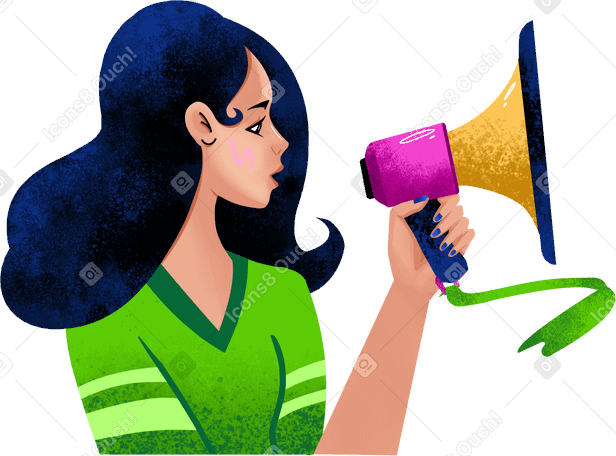 woman holding a loudspeaker Illustration in PNG, SVG