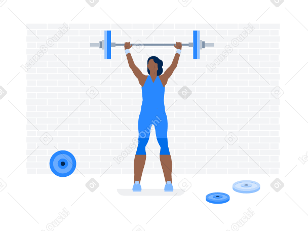 バーベルを頭上に持ち上げる女性重量挙げ選手 PNG、SVG