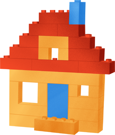 yellow house with a red roof made of lego bricks PNG, SVG