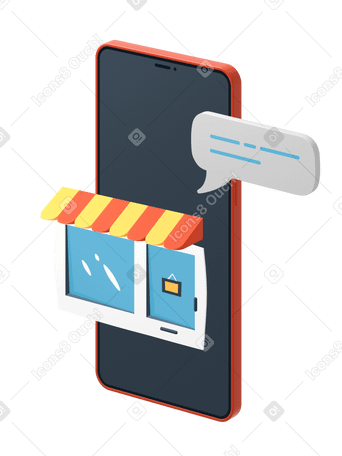 3D Mobile store on smartphone screen PNG, SVG